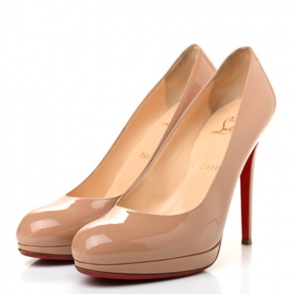 Christian Louboutin Nude Patent Leather Pumps with Red Soles